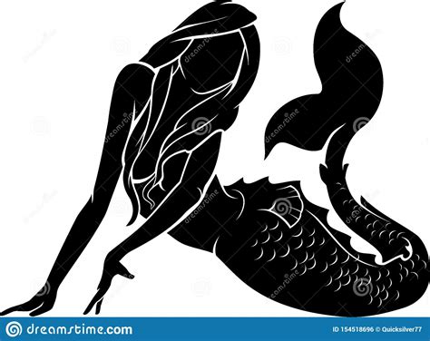 Mermaid Pose, Silhouette stock vector. Illustration of artwork - 154518696