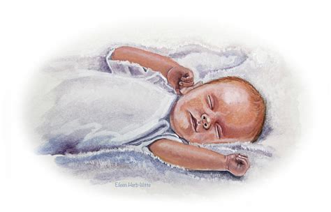 Baby Jesus Sleeping Painting by Eileen Herb-witte - Fine Art America