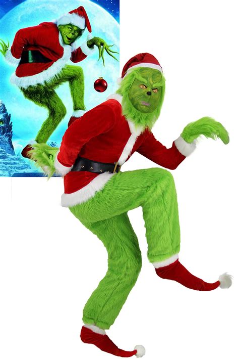 Buy Fover Grinch Costume 7-Piece Green Large Monster Costume for Adults ...