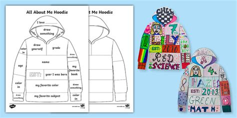 Printable Worksheet All About Me Hoodie Template |Twinkl USA