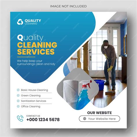 Premium PSD | Cleaning service square flyer social media post or web banner template