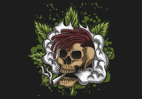 Skull Smoke Cannabis Vector illustration 647839 Vector Art at Vecteezy