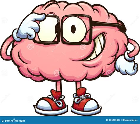 Cartoon Brain With Glasses And A Pointer. Vector Illustration On White Background ...