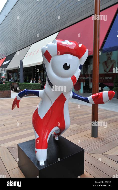 London 2012 Olympics mascots mascot Wenlock and Mandeville shop Westfield Stratford shopping ...