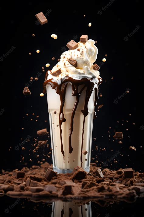 Premium AI Image | Milkshake food photography professional studio lightning black background