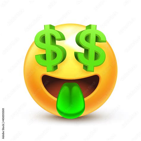 Vecteur Stock Dollar eyes emoji. Money face emoticon with green tongue ...