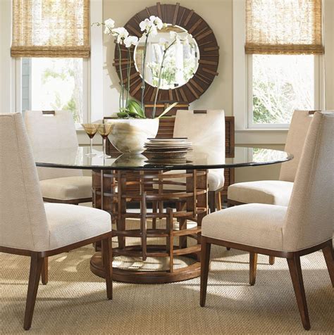 Island Fusion 60" Meridian Round Glass Dining Room Set from Tommy Bahama | Coleman Furniture