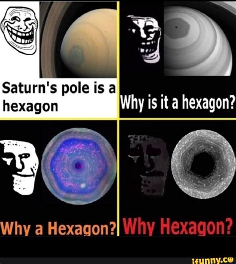 Saturn's pole is a hexagon Why is it hexagon? Why a Wexagon? Bod, Why ...