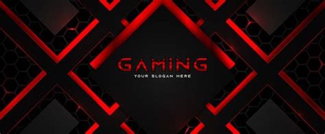 Futuristic Red and Black Gaming Header Social Media Banner Template