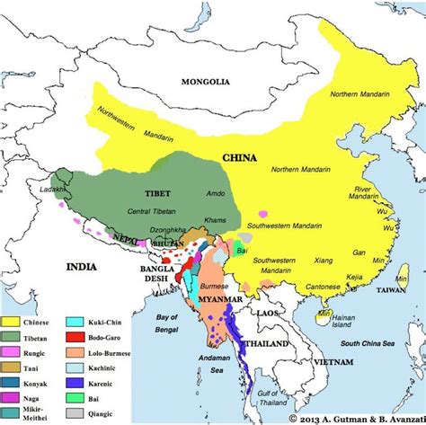 Sino-tibetan languages map | World geography map, Language map, Geography map