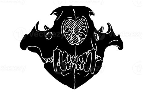 Front View of a Lion Skull silhouette tattoo 21170646 PNG