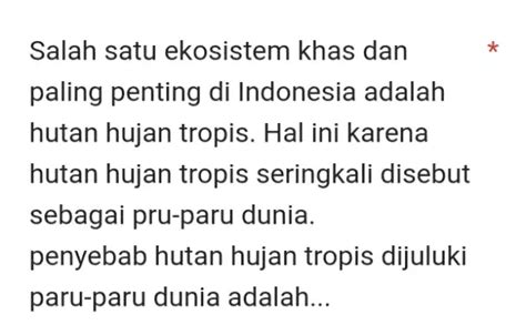 salah satu ekosistem khas dan paling penting di | Question AI