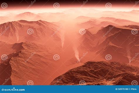 Dust storm on Mars stock illustration. Illustration of glowing - 50975180