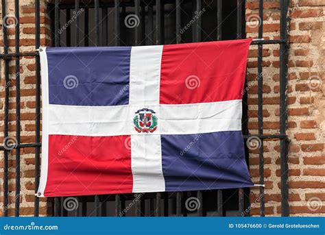 Dominican Flag on the Facade of the Building, Santo Domingo, Dominican ...