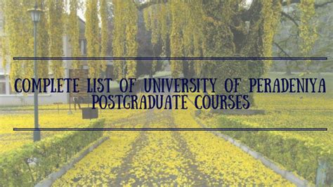 Complete List of University of Peradeniya Postgraduate Courses