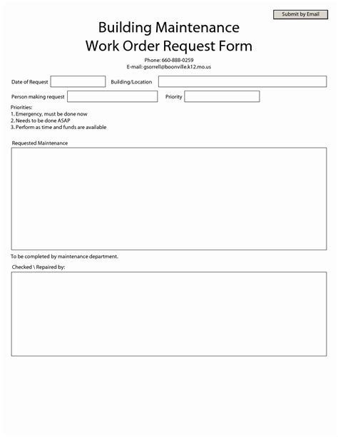 Work Request Form Template Word