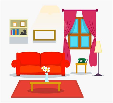 Table Living Room Couch Cartoon - Living Room Cartoon Png, Transparent Png - kindpng