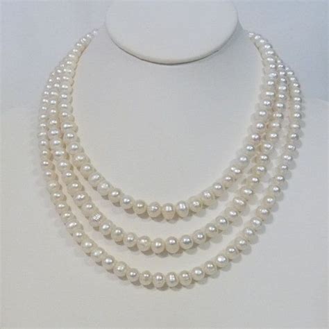 Triple Strand Natural Freshwater Pearl Choker Necklace