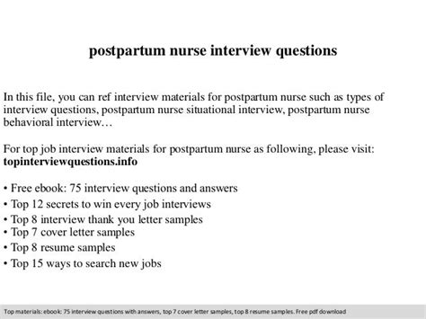 Postpartum nurse interview questions