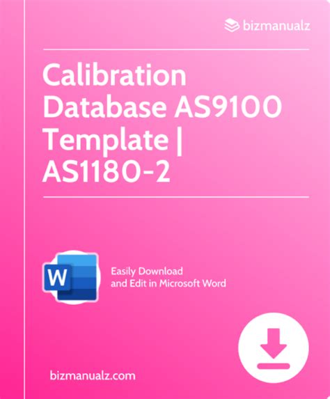 AS9100 Calibration Database Template Word