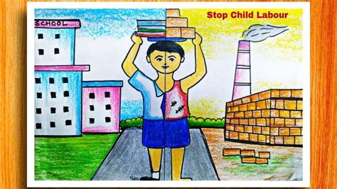 Stop Child Labour Drawing|World Day Against Child Labour Poster Drawing|Easy Drawing For Kids | Arte