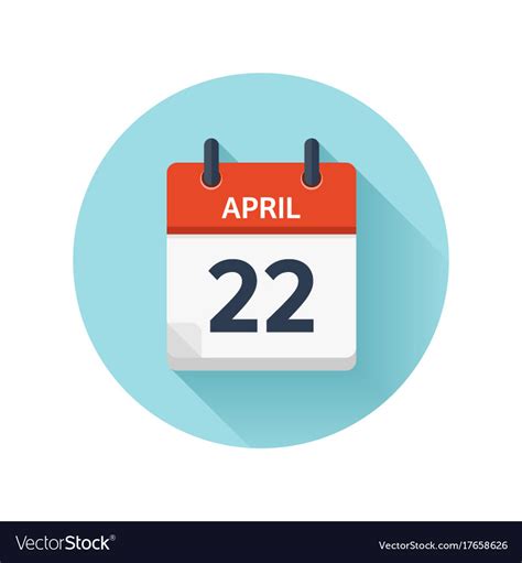 April 22 flat daily calendar icon date Royalty Free Vector