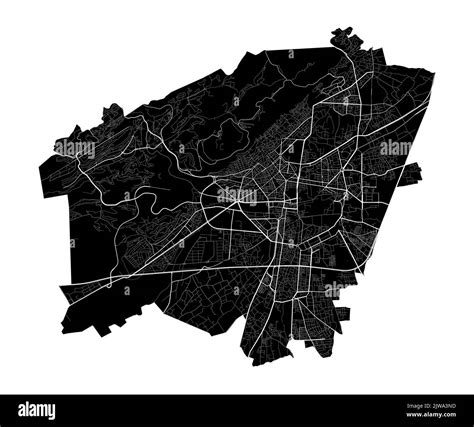 Damascus vector map. Detailed black map of Damascus city poster with ...