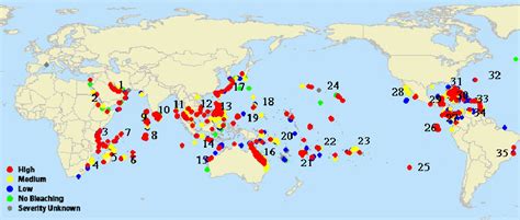 Incidence of coral reef bleaching on a worldwide scale: location of ...