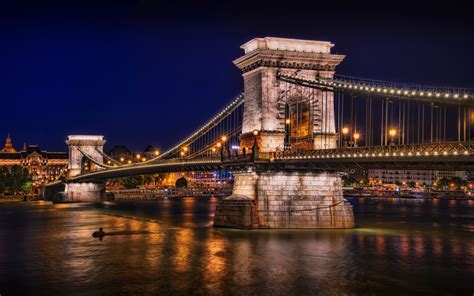 night, river, chain bridge Wallpaper, HD City 4K Wallpapers, Images and ...