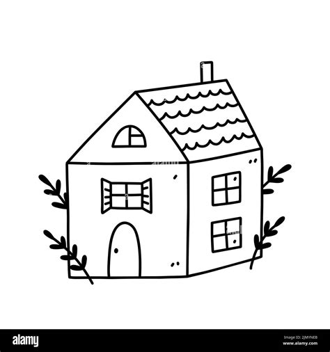 Cute tiny house isolated on white background. Sweet home. Vector hand ...