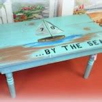 Handmade Painted Shabby Beach Inspired Coffee Table