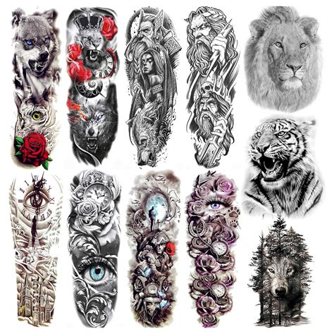 Buy COKTAK11 Sheets Cool Full Arm Temporary Tattoos For Men Body Sleeve ...