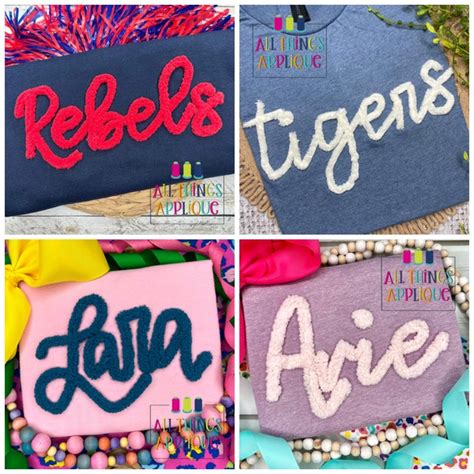 Chenille Yarn Embroidery Fonts - Etsy