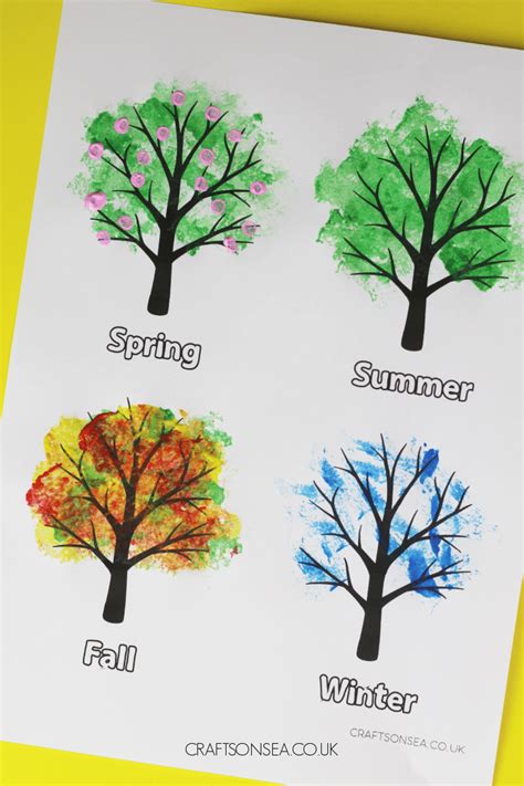 Four Seasons Tree Painting (FREE Printable) - Crafts on Sea