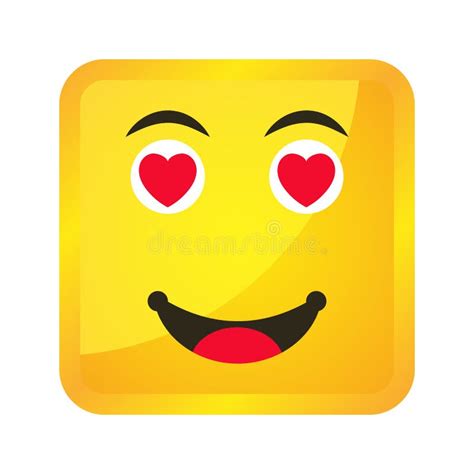 Yellow Square Emoticons and Emojis. Vector Illustration in Flat Style ...