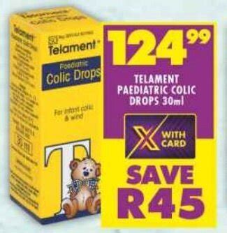 TELAMENT PAEDIATRIC COLIC DROPS 30ml offer at Shoprite