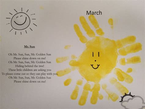 "Mr. Sun" song and handprint craft Preschool Projects, Daycare Activities, Preschool Songs ...