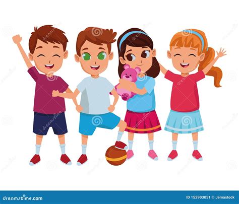 Kids Friends Playing and Smiling Cartoons Stock Vector - Illustration ...