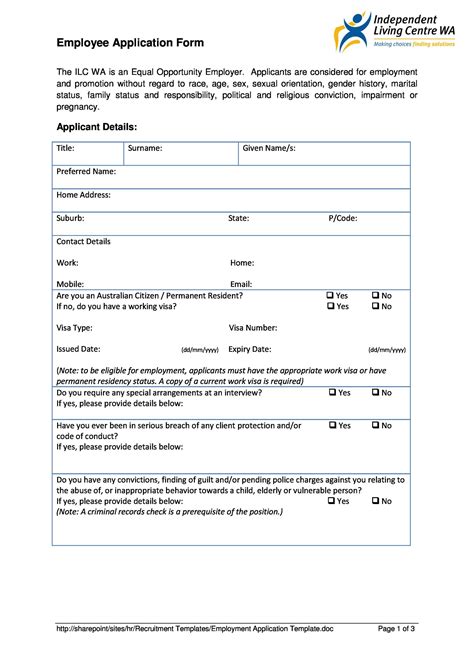 New Hire Application Form Template | HQ Printable Documents