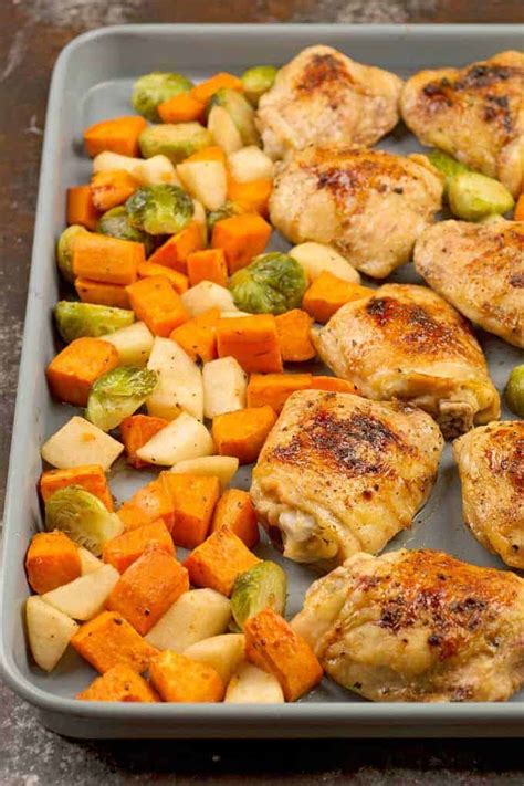 Sheet Pan Chicken Thighs with Fall Veggies