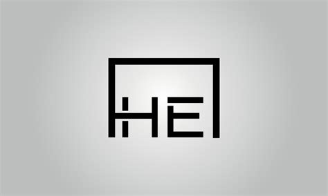 Letter HE logo design. HE logo with square shape in black colors vector free vector template ...