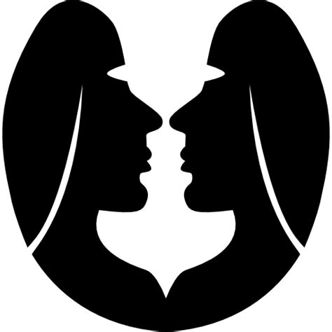 Gemini zodiac symbol of two twins faces - Free signs icons