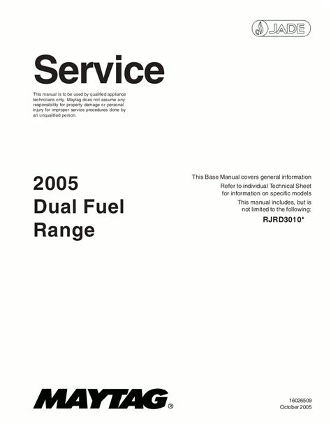 Jade Dual Fuel Range Service Manual