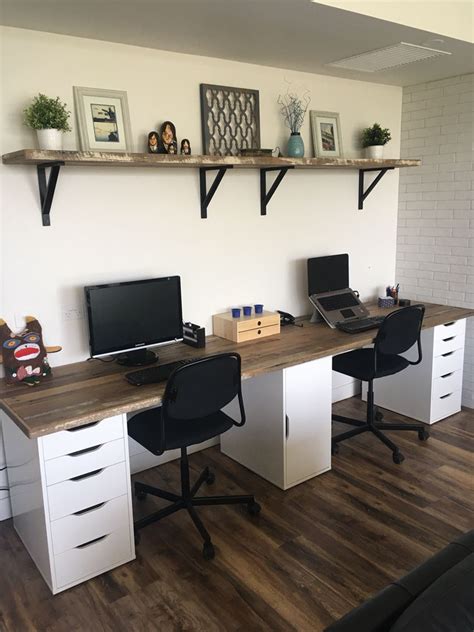 Double timber study desk | Office desk designs, Diy office desk, Home office design