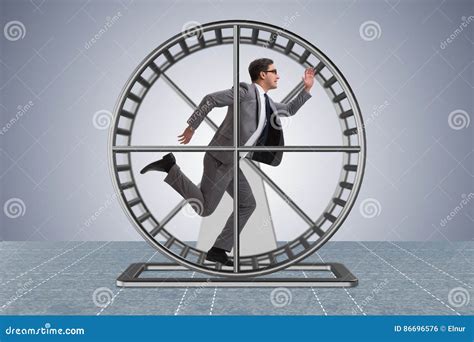 The Businessman Running on Hamster Wheel Stock Photo - Image of fatigue ...