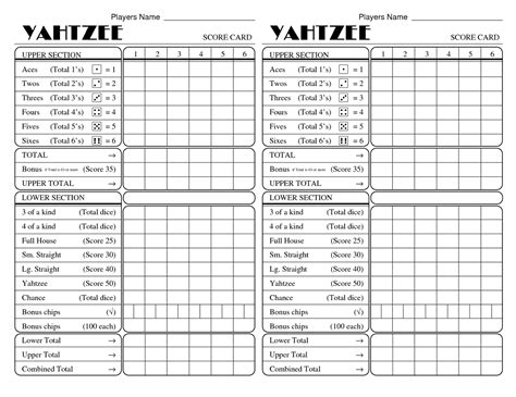 Yahtzee Score Sheets Printable | Activity Shelter