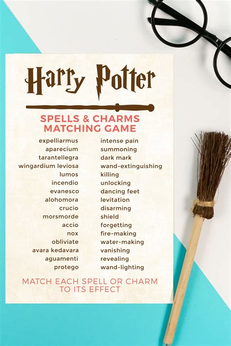 Printable Harry Potter Spells and Charms Matching Game - Hey, Let's ...