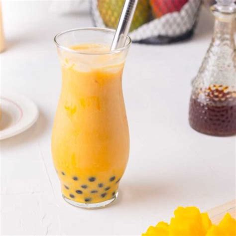 Mango Bubble Tea: Homemade Mango Milk Tea - The Flavor Bells