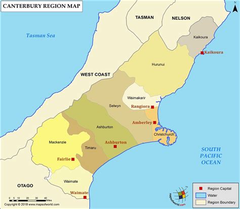 Canterbury Map | Districts of Canterbury Region, New Zealand