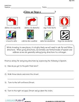 GIVING DIRECTIONS (SPANISH) by Language Plan It | TpT